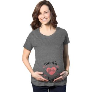 Crazy Dog T-Shirts Maternity Moms Little Valentines Day Cute Announcement Baby Pregnancy T Shirt(Dark Heather Grey)