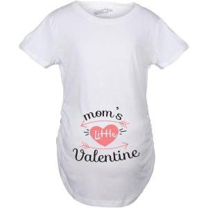 Crazy Dog T-Shirts Maternity Moms Little Valentines Day Cute Announcement Baby Pregnancy T Shirt(White)