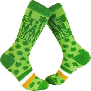 Crazy Dog T-Shirts Womens I Clover Shenanigans Socks Funny Saint St Patricks Day Irish Footwear
