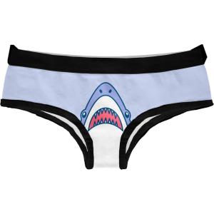 Crazy Dog T-Shirts Womens Shark Panties Funny Shark Bite Bikini Brief Vacation Graphic Underwear For Ladies(Blue)