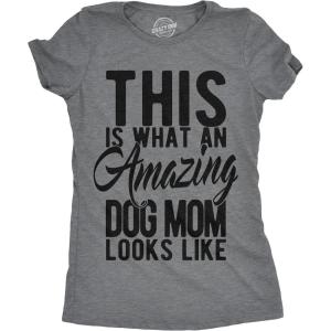 Crazy Dog Womens Funny Mom T Shirts Novelty Sports and Sarcastic Motherhood Tees for Amazing Moms(Dark Heather Grey – Amazing Dog Mom)