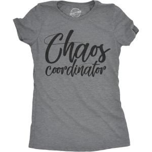 Crazy Dog Womens Funny Mom T Shirts Novelty Sports and Sarcastic Motherhood Tees for Amazing Moms(Dark Heather Grey – Chaos Coordinator)