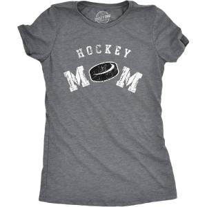 Crazy Dog Womens Funny Mom T Shirts Novelty Sports and Sarcastic Motherhood Tees for Amazing Moms(Dark Heather Grey – Hockey Mom)