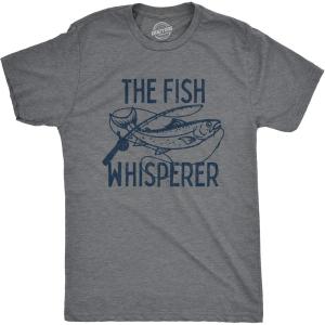 Funny Fishing Shirt for Men – The Fish Whisperer Graphic Design – Lake Life Gift for Fishermen Dads and Outdoor Enthusiasts(Dark Heather Grey)