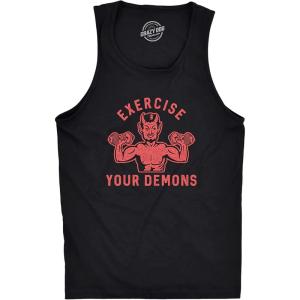 Funny Halloween Tank Tops Mens Halloween Tanks for The Gym and Exercise(Black – Exercise Demons)