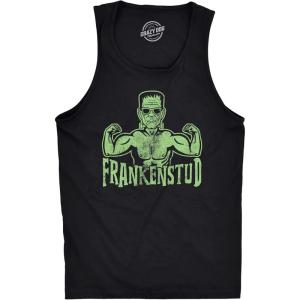 Funny Halloween Tank Tops Mens Halloween Tanks for The Gym and Exercise(Black – Frankenstud)