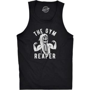 Funny Halloween Tank Tops Mens Halloween Tanks for The Gym and Exercise(Black – Gym Reaper)