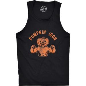 Funny Halloween Tank Tops Mens Halloween Tanks for The Gym and Exercise(Black – Pumpkin Iron)