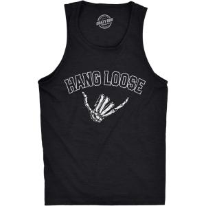 Funny Halloween Tank Tops Mens Halloween Tanks for The Gym and Exercise(Heather Black – Hang Loose)