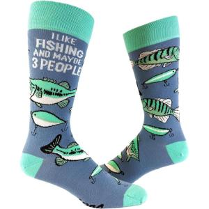 I Like Fishing and Maybe 3 People Socks Funny Hunting Fathers Day Dad Footwear