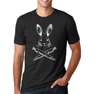 Jolly Roger Easter T Shirt Funny Bunny Skull Crossbones Egg Hunt Dad Flag Tee(Black)