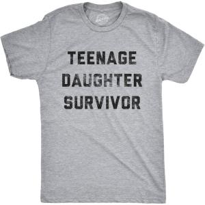 Manly Dad Shirts Funny Father’s Day T-Shirts for Dads – Sarcastic Tees for Rad Fathers(Light Heather Grey – Teenage Daughter Survivor)