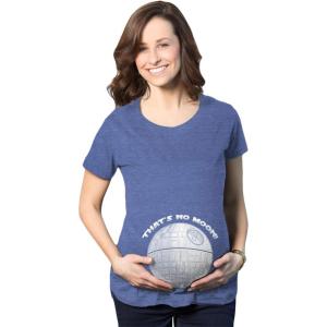 Maternity Thats No Moon Cute T Shirt Funny Pregnancy Announcement Baby Bump Tee(Heather Royal)