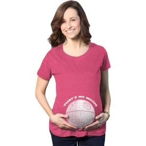 Maternity Thats No Moon Cute T Shirt Funny Pregnancy Announcement Baby Bump Tee(Pink)