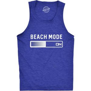 Mens Beach Mode Fitness Tank Funny Vacation Holiday Travel Summer Graphic Novelty Tanktop(Heather Royal)