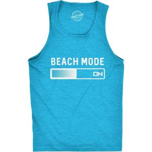 Mens Beach Mode Fitness Tank Funny Vacation Holiday Travel Summer Graphic Novelty Tanktop(Heather Turquoise)