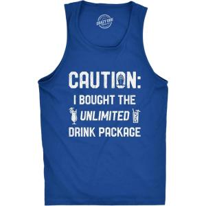 Mens Caution I Bought The Unlimited Drink Package Fitness Tank Funny Cruise Vacation Tanktop(Royal)