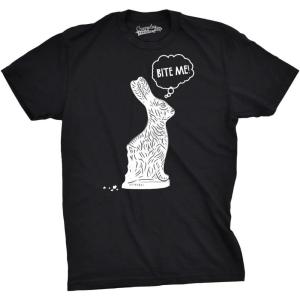 Mens Easter Bunny T Shirts Funny Bunny Tees for Guys Easter Tees for Men(Heather Black – Bite Me)