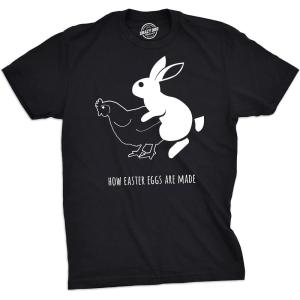 Mens Easter Bunny T Shirts Funny Bunny Tees for Guys Easter Tees for Men(Heather Black – Eggs Are Made)