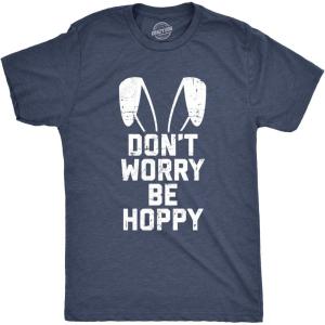 Mens Easter Bunny T Shirts Funny Bunny Tees for Guys Easter Tees for Men(Heather Navy – Be Hoppy)