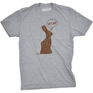 Mens Easter Bunny T Shirts Funny Bunny Tees for Guys Easter Tees for Men(Light Heather Grey – Bite Me)