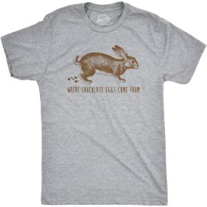 Mens Easter Bunny T Shirts Funny Bunny Tees for Guys Easter Tees for Men(Light Heather Grey – Chocolate Eggs)