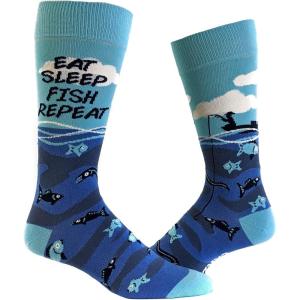 Mens Eat Sleep Fish Repeat Socks Funny Cool Novelty Fishing Crazy Gift Idea For Dad(Eat Sleep Fish)