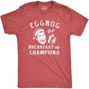 Mens Eggnog The Breakfast of Champions T Shirt Funny Xmas Drinking Tee for Guys