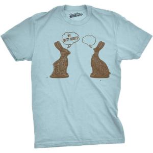 Mens Faceless Chocolate Bunny Funny Half Eaten Easter Gift Adult Gift T Shirt(Heather Light Blue)