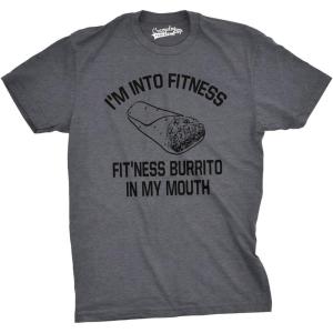 Mens Fitness Burrito Funny Gym T Shirt Sarcasm Hilarious Workout Novelty Tees(Dark Heather Grey)
