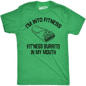 Mens Fitness Burrito Funny Gym T Shirt Sarcasm Hilarious Workout Novelty Tees(Heather Green)