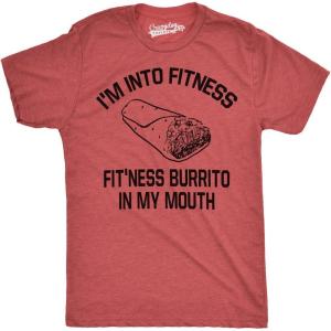 Mens Fitness Burrito Funny Gym T Shirt Sarcasm Hilarious Workout Novelty Tees(Heather Red)