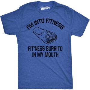 Mens Fitness Burrito Funny Gym T Shirt Sarcasm Hilarious Workout Novelty Tees(Heather Royal)