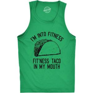 Mens Fitness Taco in My Mouth Tanktop Funny Shirt(Heather Green – Fitness Taco)