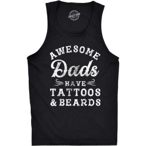 Mens Fitness Tank Awesome Dads Have Tattoos and Beards Tanktop Funny Fathers Day Shirt(Black)