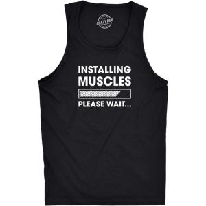 Mens Fitness Tank Installing Muscles Please Wait Tanktop Funny Workout T Shirt(Black – Installing Muscles)