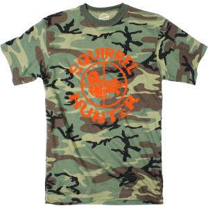 Mens Funny Animal Shirts Crazy Polar Bear Goat Flip Squirrel Hunter and Crow Animal Graphic Tees(Camo – Squirrel Orange Ink)