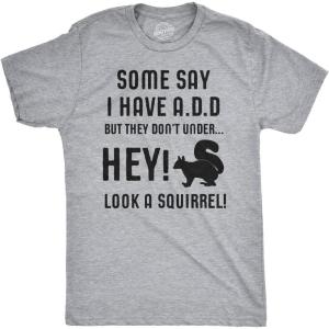 Mens Funny Animal Shirts Crazy Polar Bear Goat Flip Squirrel Hunter and Crow Animal Graphic Tees(Light Heather Grey – Add Squirrel)