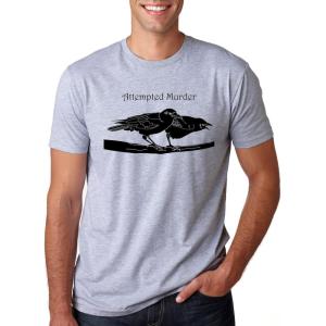Mens Funny Animal Shirts Crazy Polar Bear Goat Flip Squirrel Hunter and Crow Animal Graphic Tees(Light Heather Grey – Attempted Murder)