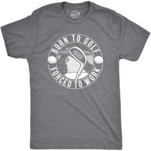Mens Funny Golfing T Shirts with Sarcastic Sayings Novelty Golf Tees for Guys(Dark Heather Grey – Born to Golf)