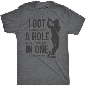 Mens Funny Golfing T Shirts with Sarcastic Sayings Novelty Golf Tees for Guys(Dark Heather Grey – Hole in One)