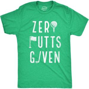 Mens Funny Golfing T Shirts with Sarcastic Sayings Novelty Golf Tees for Guys(Heather Green – Zero Putts)