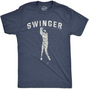 Mens Funny Golfing T Shirts with Sarcastic Sayings Novelty Golf Tees for Guys(Heather Navy – Swinger)
