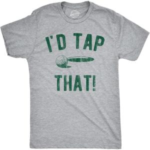 Mens Funny Golfing T Shirts with Sarcastic Sayings Novelty Golf Tees for Guys(Light Heather Grey – Tap That)