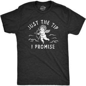 Mens Funny Valentines Day T Shirts Sarcastic Valentines Day T Shirts for Men(Heather Black – Just the Tip)
