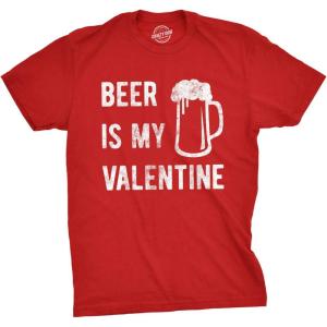 Mens Funny Valentines Day T Shirts Sarcastic Valentines Day T Shirts for Men(Heather Red – Beer Valentine)
