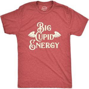 Mens Funny Valentines Day T Shirts Sarcastic Valentines Day T Shirts for Men(Heather Red – Big Cupid Energy)