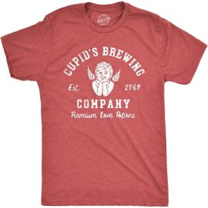 Mens Funny Valentines Day T Shirts Sarcastic Valentines Day T Shirts for Men(Heather Red – Cupid Brewing)