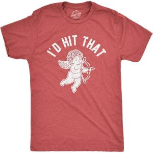 Mens Funny Valentines Day T Shirts Sarcastic Valentines Day T Shirts for Men(Heather Red – Id Hit That)