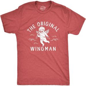 Mens Funny Valentines Day T Shirts Sarcastic Valentines Day T Shirts for Men(Heather Red – Original Wingman)